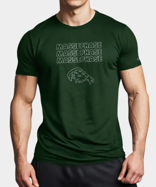Bodybuilder Massephase T Shirt gruen Baumwolle Frontansicht 1
