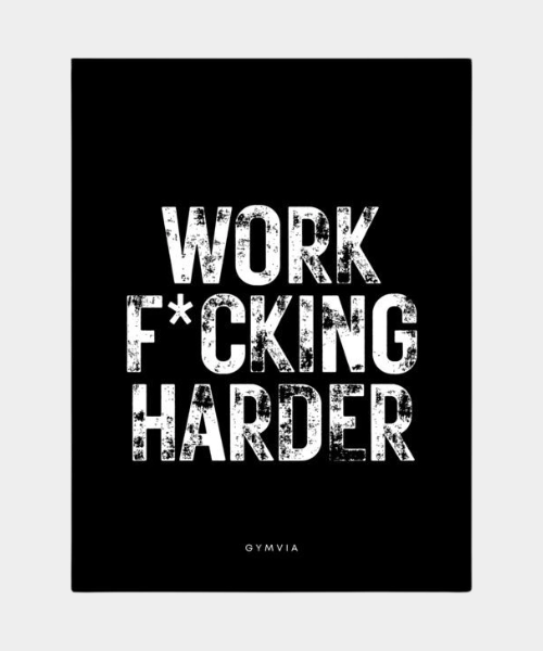 Fitness Poster mit Aufdruck Work Harder - schwarz - weiß - Papier - GYMVIA - Forderansicht