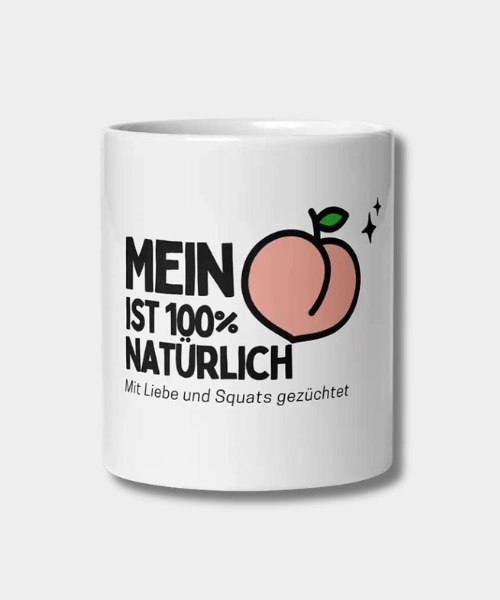 Tasse Natural Peach mit Aufdruck - weiß - GYMVIA - Frontansicht